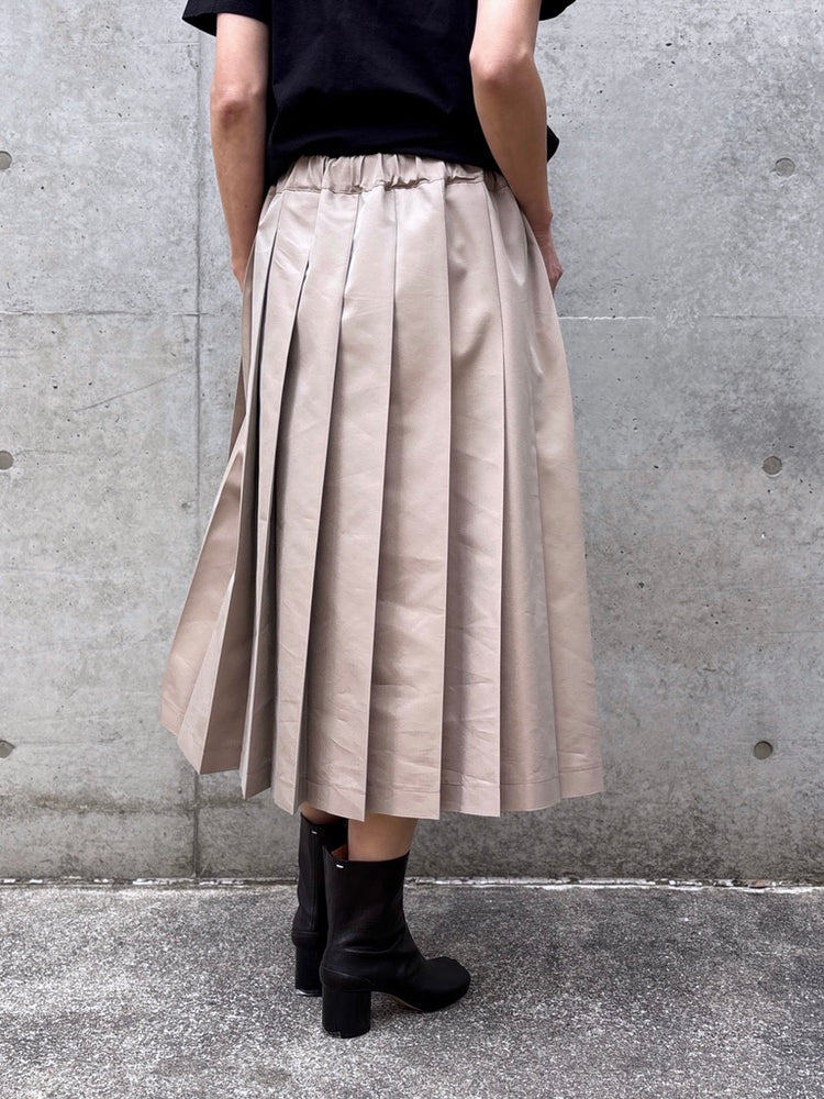 tao / 綿エステルツイル ウエストゴム プリーツスカート / BEIGE / TQ-S012-051