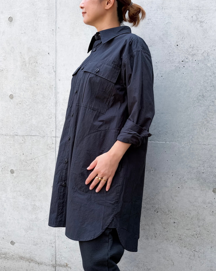 KATHARINE HAMNETT / LONGLENGTH WASHIED OUT SHIRT / NAVY / 26A-TKH-11