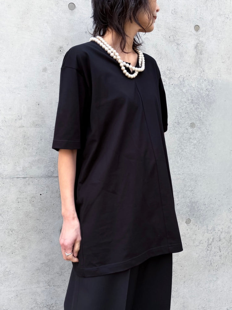 JUNYA WATANABE / パール付き綿天竺S/Sプルオーバー / BLACK / JQ-T009