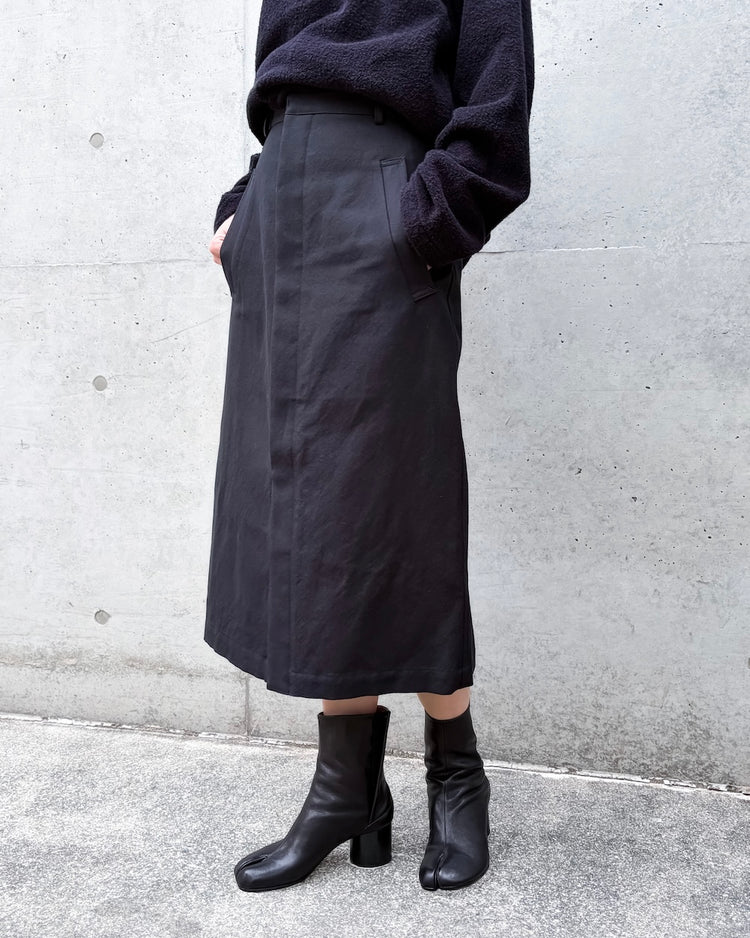 AURALEE / WOOL COTTON LINEN OX SKIRT / BLACK / J26SS06WO