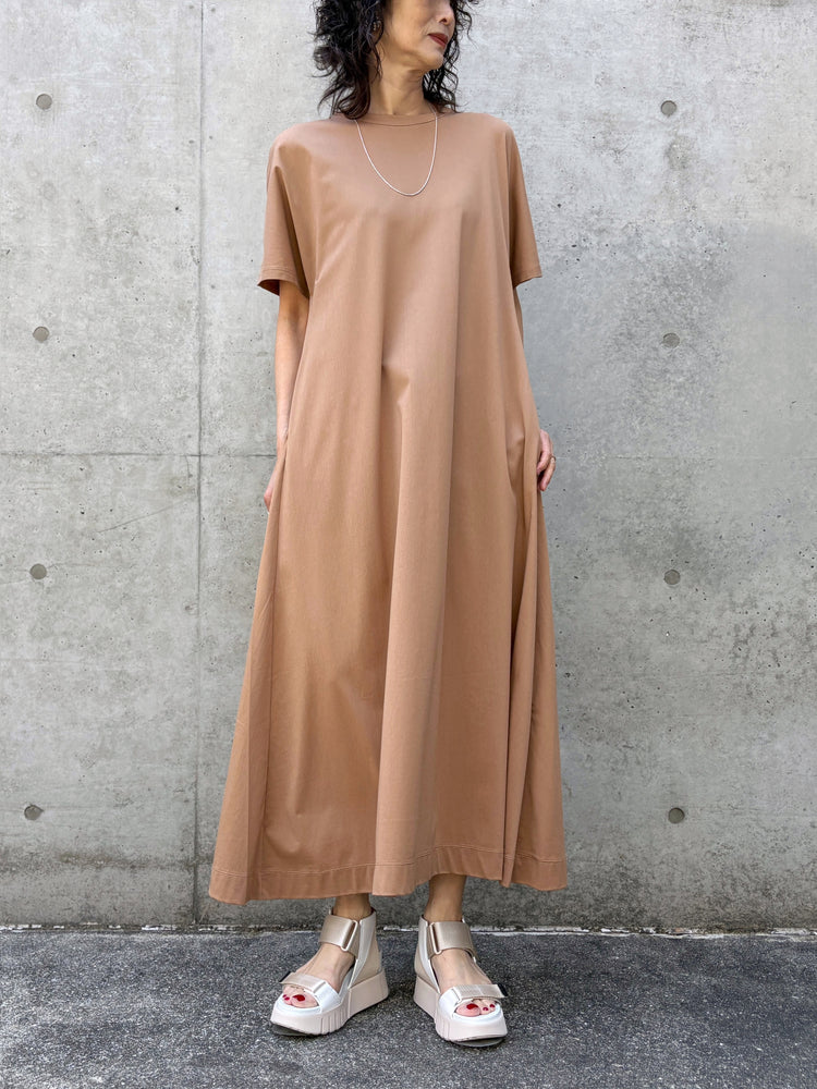 SLOANE / コットン×ナイロン バックタックワンピース / CAMEL / SL10S-T1106