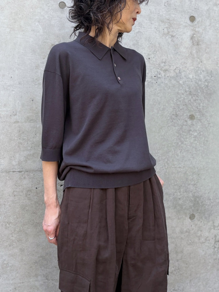 GALERIE VIE / クレープコットン ポロカラープルオーバー / C.GRAY / 23026102206