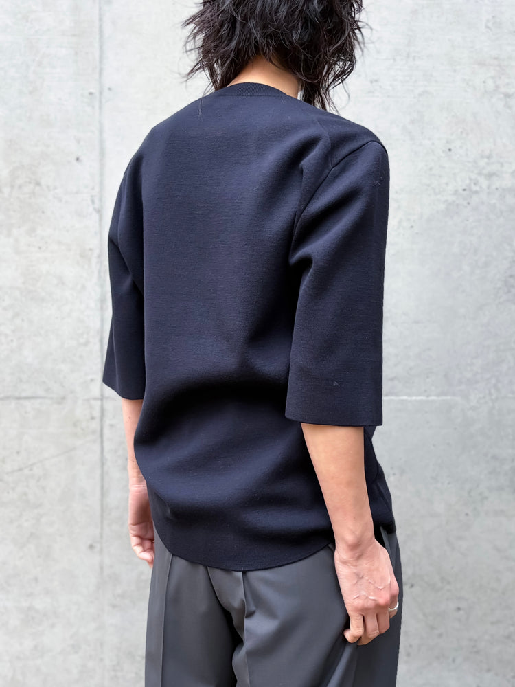 BOWTE / EXTRA FINE WORSTED YARN HALF SLEEVE DOUBLE KNIT / DK.NAVY / 261-03-0001