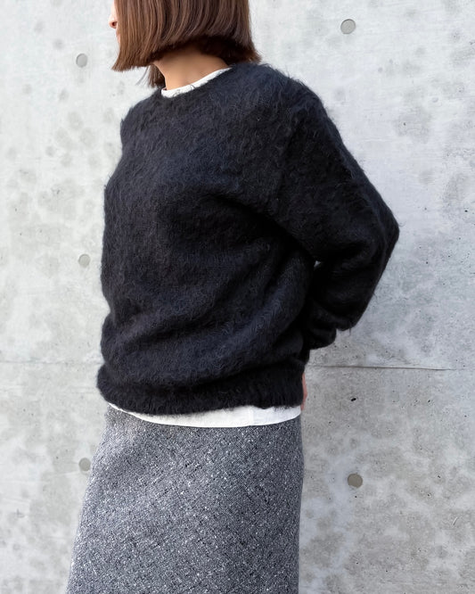 AURALEE / BRUSHED SUPER KID MOHAIR KNIT P/O / INK BLACK / A26P04KM /