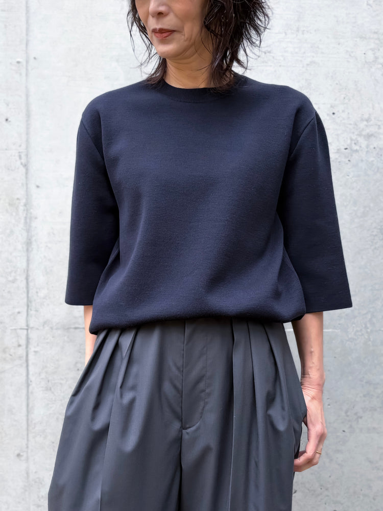 BOWTE / EXTRA FINE WORSTED YARN HALF SLEEVE DOUBLE KNIT / DK.NAVY / 261-03-0001
