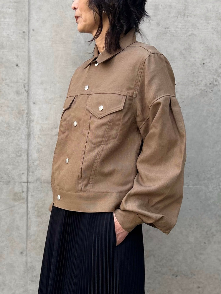 HYKE / OXFORD BALLOON SLEEVE JACKET TYPE3 REGULAR FIT / BEIGE / 17570