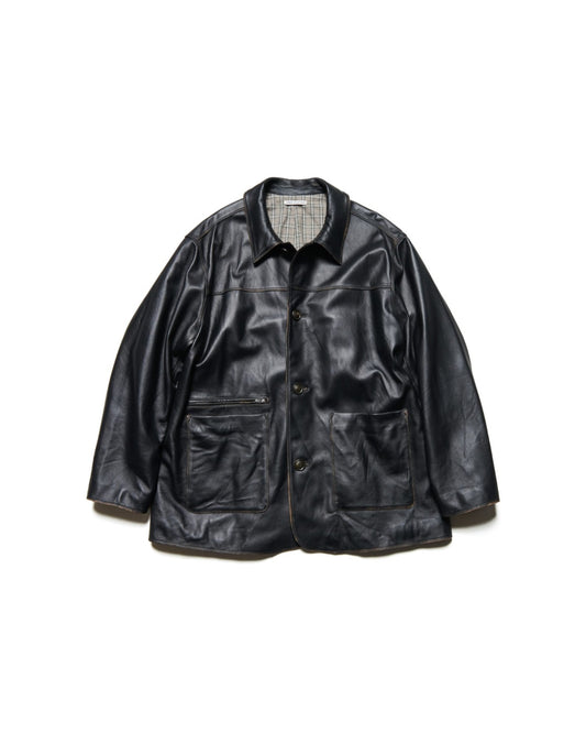 uniform experiment / LEATHER CAR COAT / BLACK / UE-252000