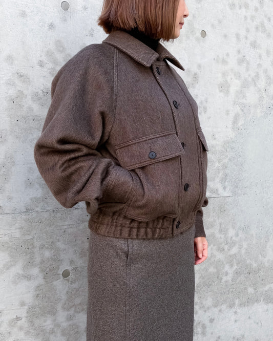 AURALEE / HAIRY WOOL MOHAIR CHAMBRAY BLOUSON / BROWN / A26AB03WB /