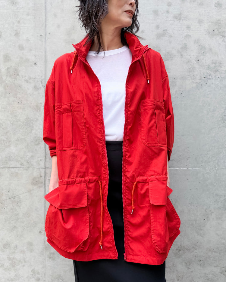 AURALEE / SUPER FINE COTTON LAWN HOODED BLOUSON / RED / A26SB01CL