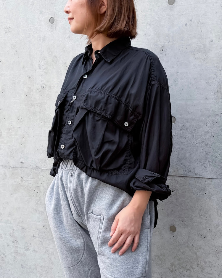 KATHARINE HAMNETT / PARACHUTE LONG TAIL SHIRT / BLACK / TKH-S90