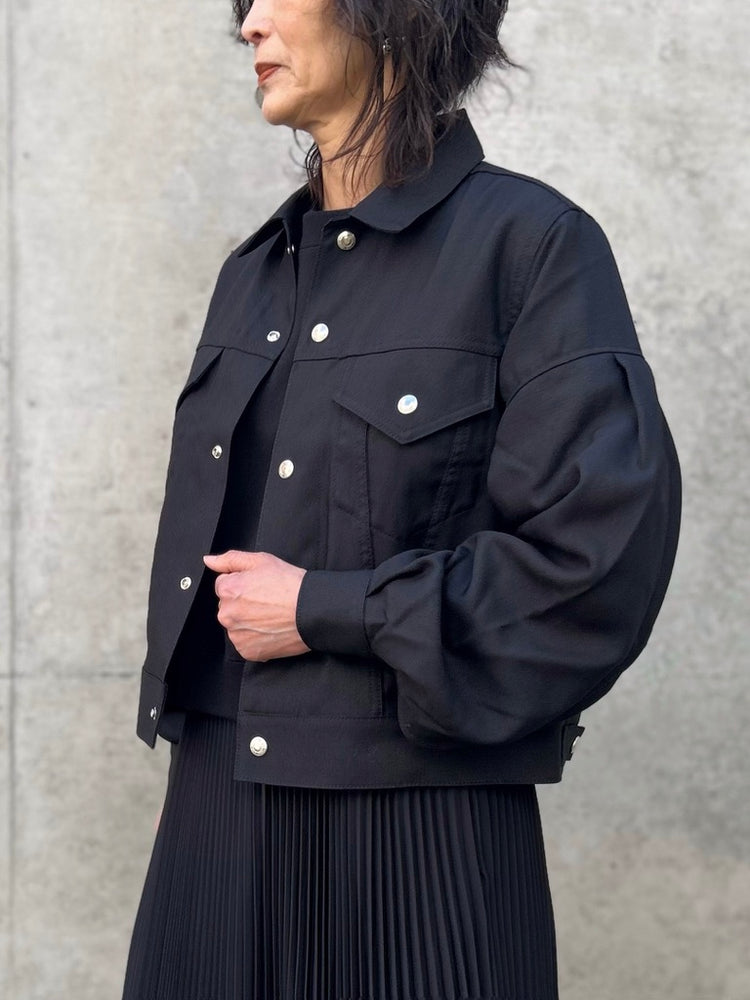 HYKE / OXFORD BALLOON SLEEVE JACKET TYPE3 REGULAR FIT / BLACK / 17570
