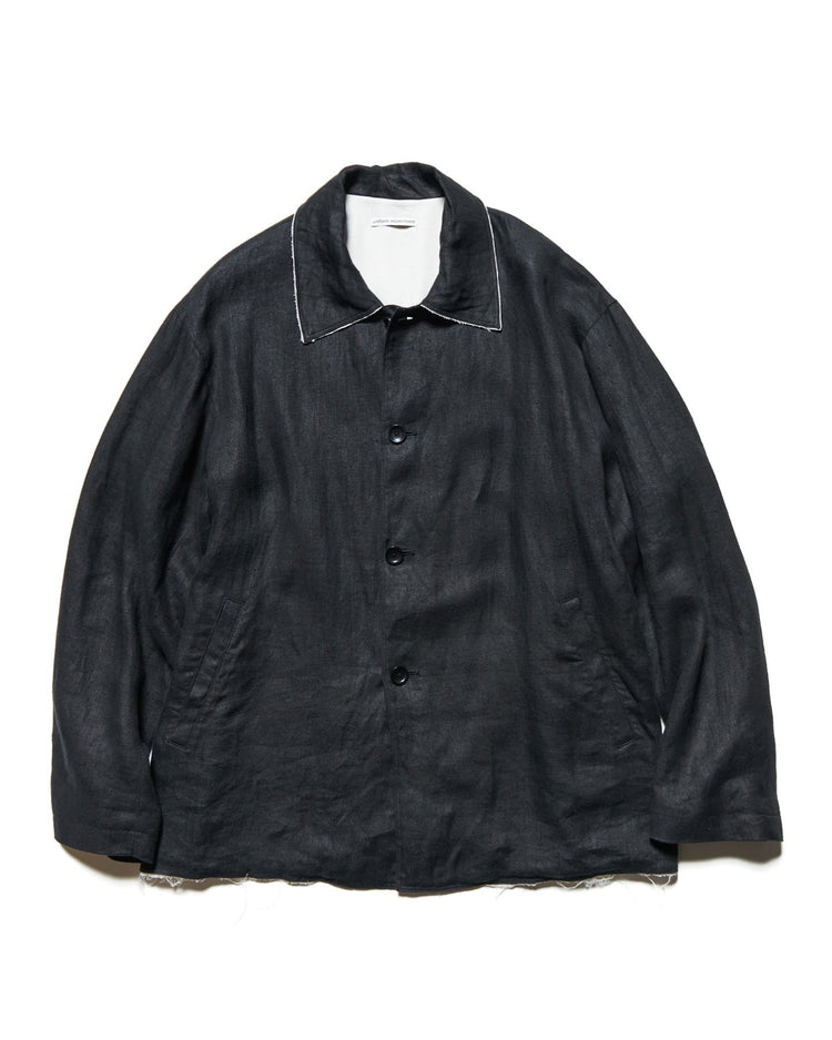 uniform experiment / BRUSHED LINEN CUT-OFF JACKET / BLACK / UE-252003