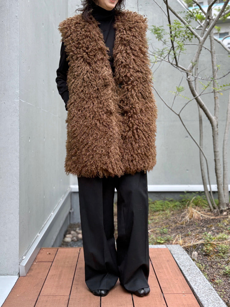 CINOH / クリンプドボアベスト / BROWN /