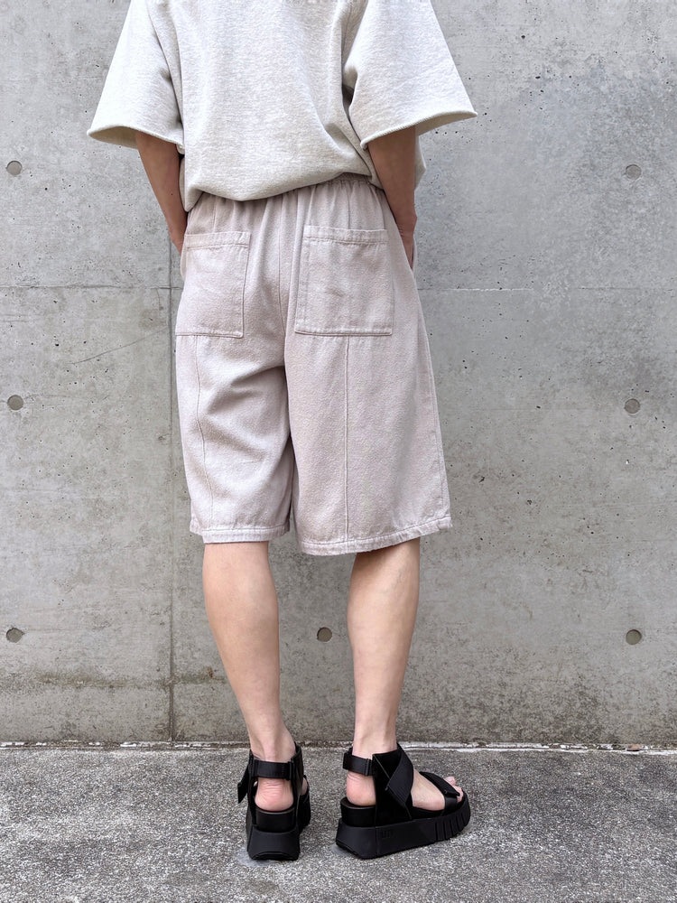 KATHARINE HAMNETT / NOIL SILK EASY WIDE SHORTS / BEIGE / KHESP-01