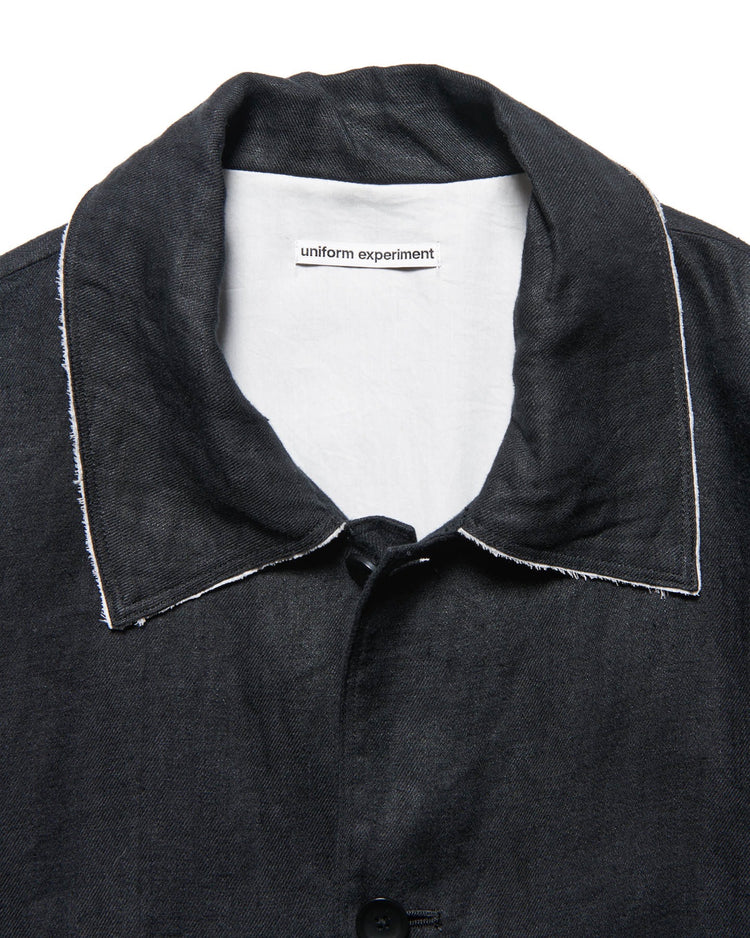 uniform experiment / BRUSHED LINEN CUT-OFF JACKET / BLACK / UE-252003