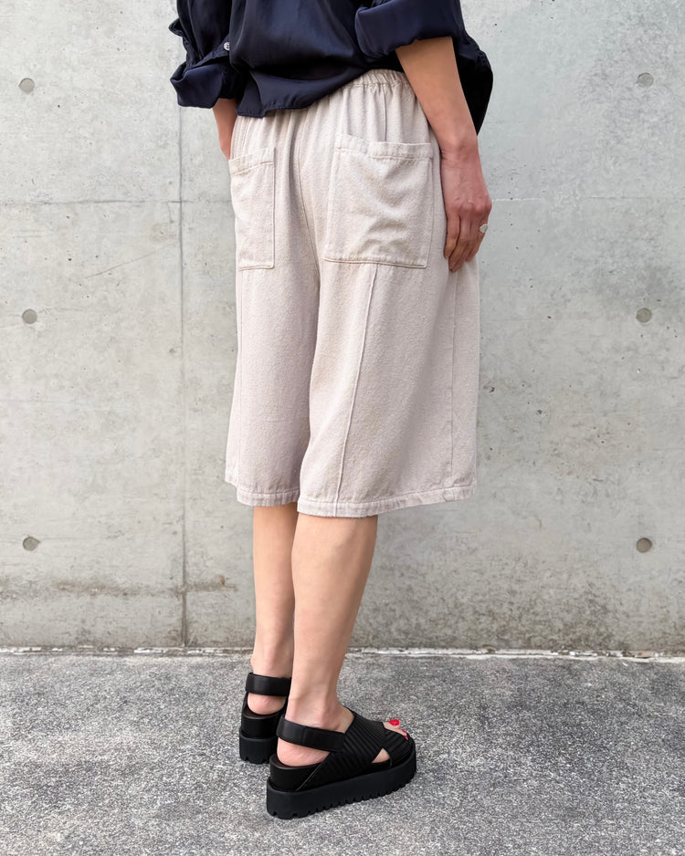 KATHARINE HAMNETT / NOIL SILK EASY WIDE SHORTS / BEIGE / KHESP-01