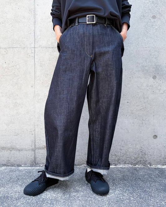 STUDIO NICHOLSON / CHALCO DENIM / WIDE CROP PANT / RAW INDIGO / SNW1417