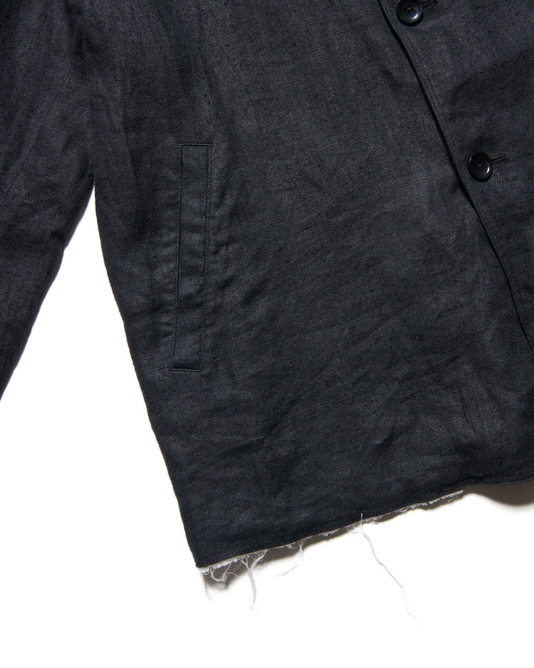 uniform experiment / BRUSHED LINEN CUT-OFF JACKET / BLACK / UE-252003