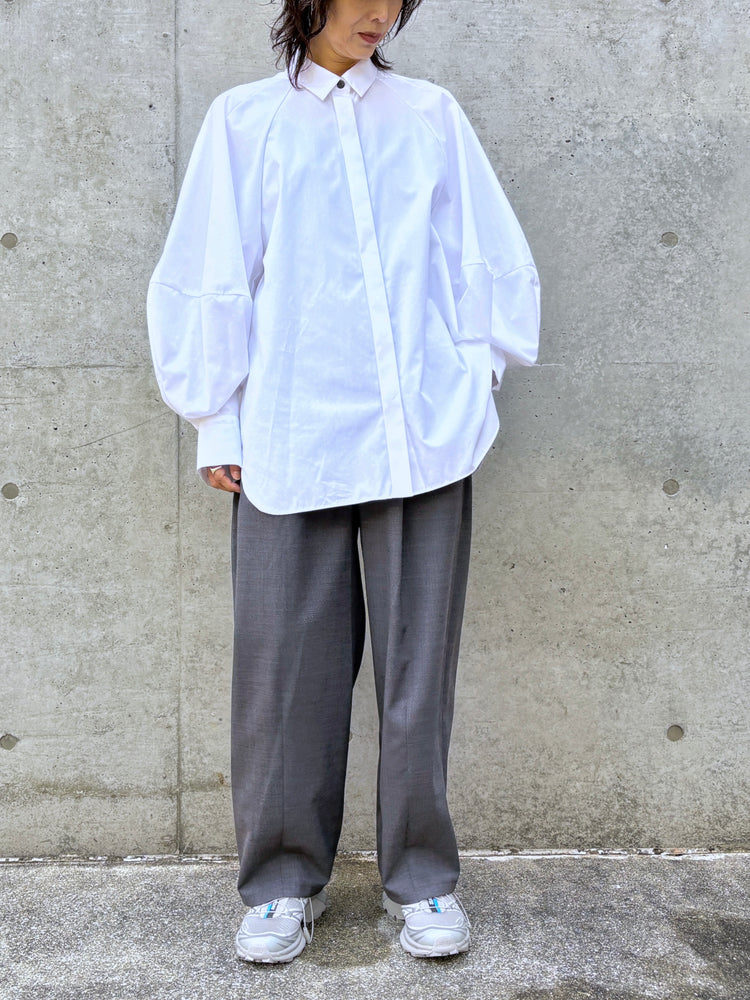 ENFÖLD / CIRCLE DORAPE SHIRT / WHITE / 300JS430-1061