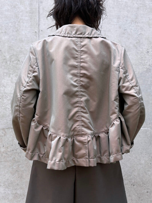 tao / エステルレーヨン綿ツイル×綿オーガンジープリント Fumi Imamura 丸襟ジャケット / KAHKI×A柄/ TQ―J014―051