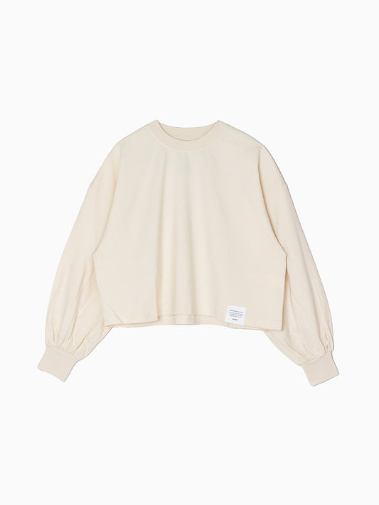 HYKE / CROPPED LONG-SLV TEE BIG FIT(6.5oz) / CREAM / 12454
