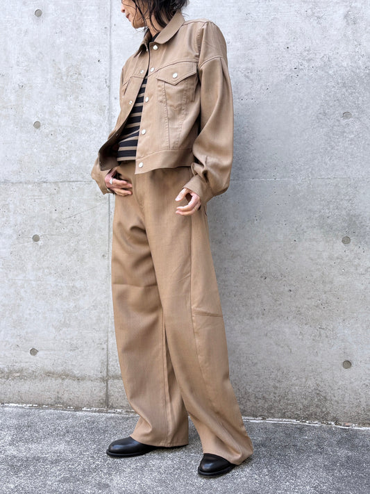 HYKE / OXFORD BARREL LEG JEANS / BEIGE / 13387