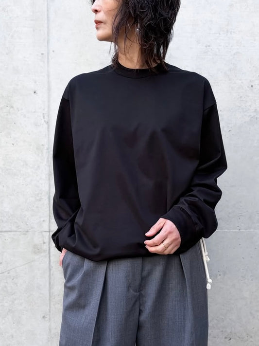 CINOH / DRAWSTRING LONG TEE / BLACK / E-40-038