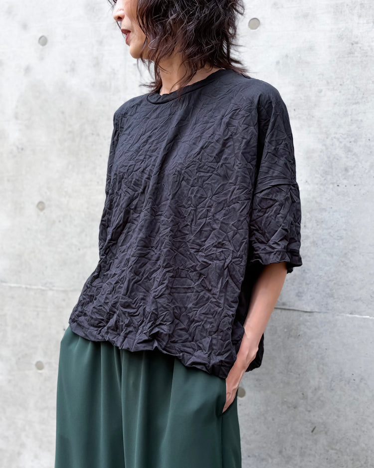ENFÖLD / WRINKLE BOX T-SHIRT / BLACK / 300JA280-0031