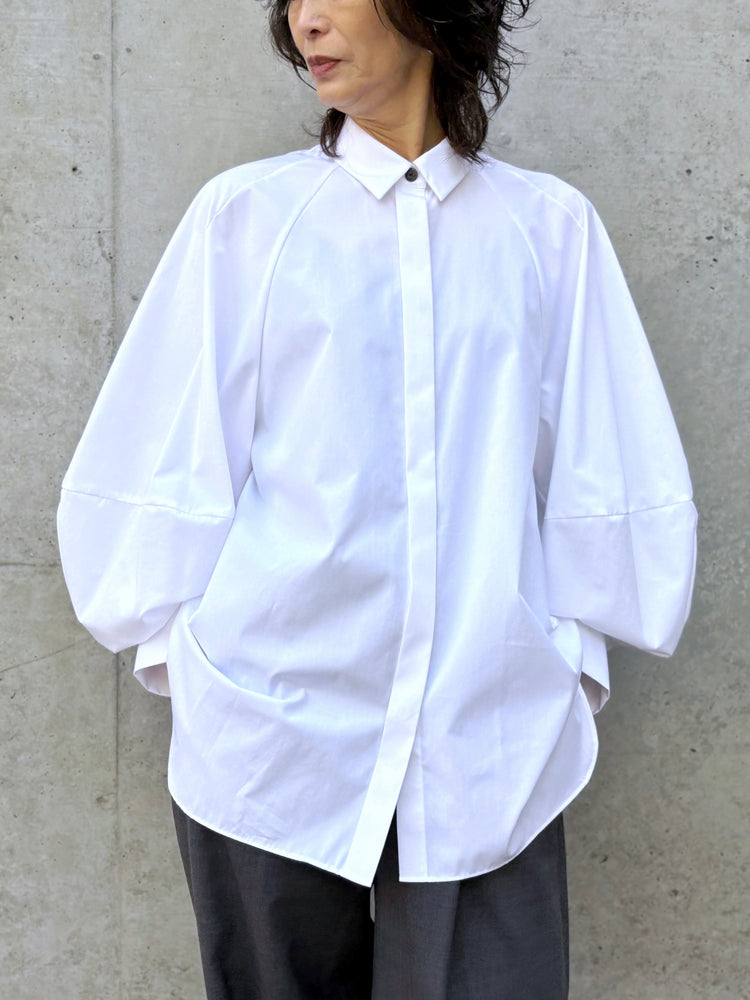 ENFÖLD / CIRCLE DORAPE SHIRT / WHITE / 300JS430-1061