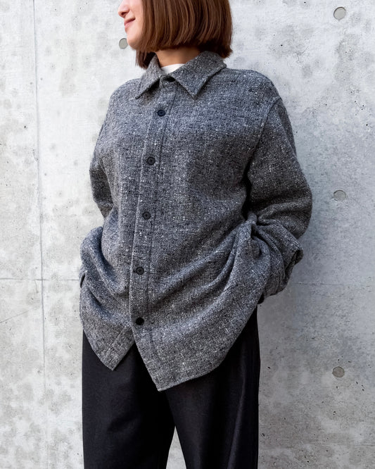AURALEE / HOMESPUN TWEED SHIRT BLOUSON / MIX GRAY / A26AS05HT /