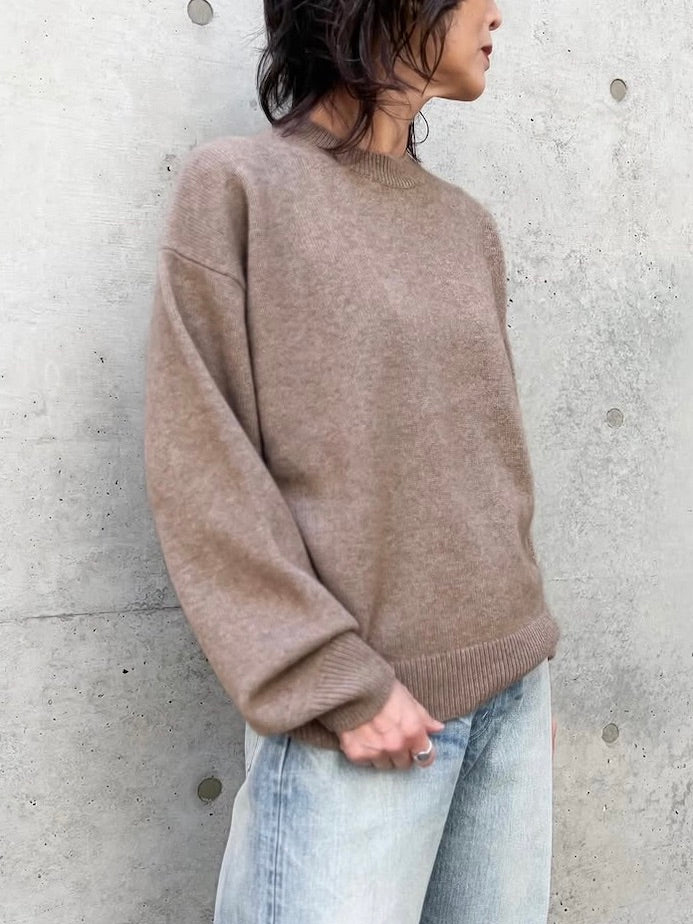 AURALEE / BABY CASHMERE KNIT P/O / NATURAL BROWN / A25AP06BC