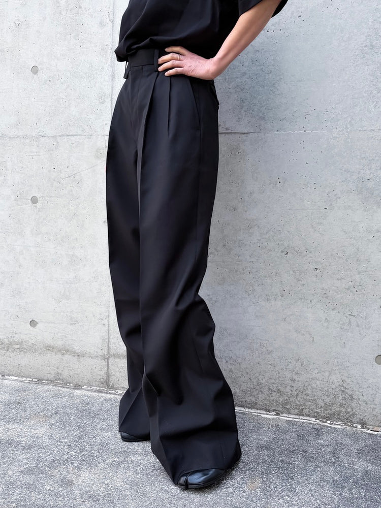 JUNYA WATANABE / ウールエステルモヘアトロタックワイドパンツ / BLACK / JQ-P006