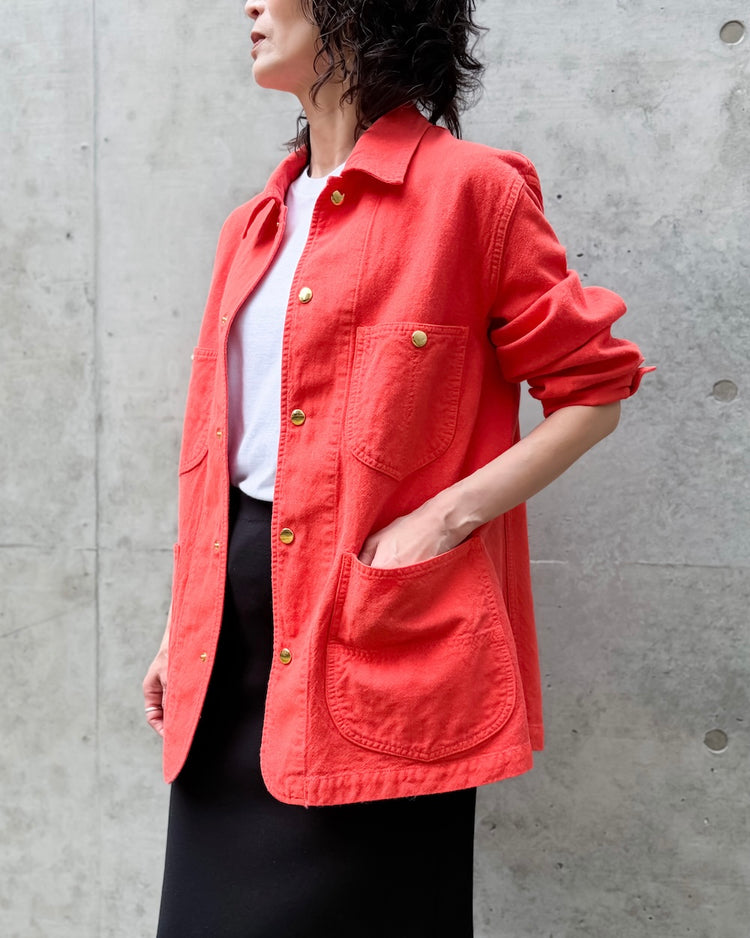 AURALEE / WOOL COTTON LINEN OX WORK JACKET / RED ORANGE / A26SB02DO