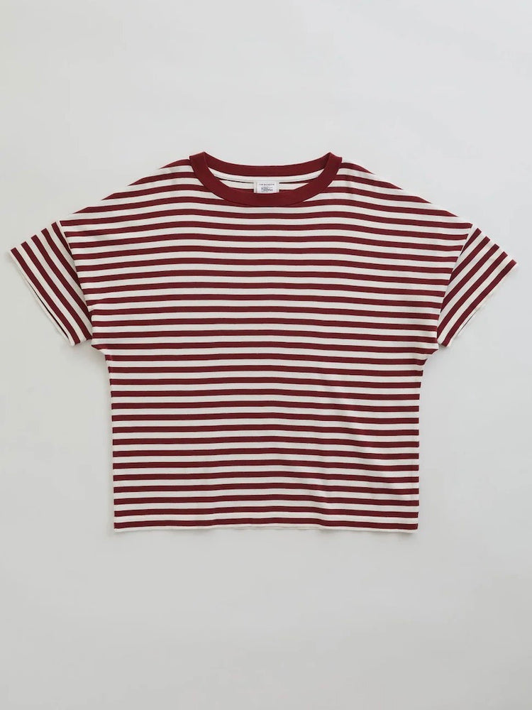 THE SHINZONE / FRENCH STRIPED HALF SLEEVE TEE / BORDEAUX / 25SMSCU05