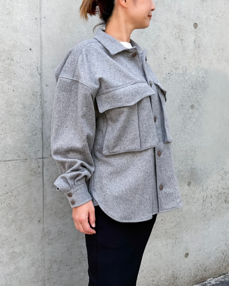 KATHARINE HAMNETT / RECYCLE WOOL SHIRT OUTER / L.GRAY / 26A-TKSJK-02