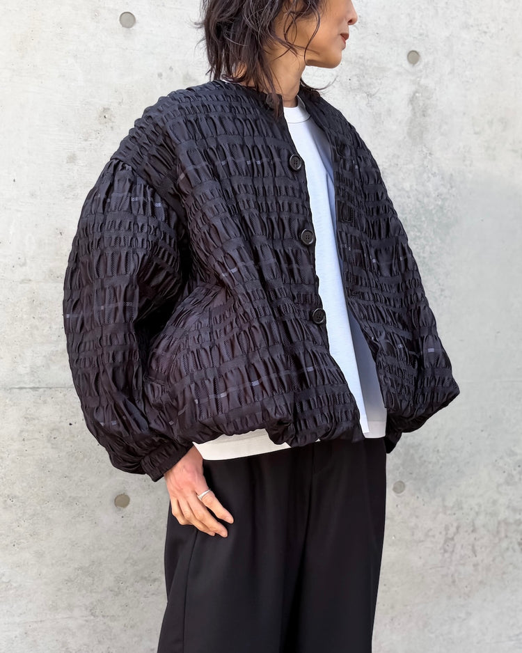 noir kei ninomiya / チェック柄ジャガードL/Sジャケット / BLACK / 3A-J010