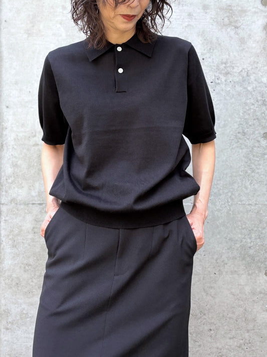 SLOANE / 16G天竺 リサイクルポリエステル×コットン 半袖ポロ / BLACK / SL10S-1075