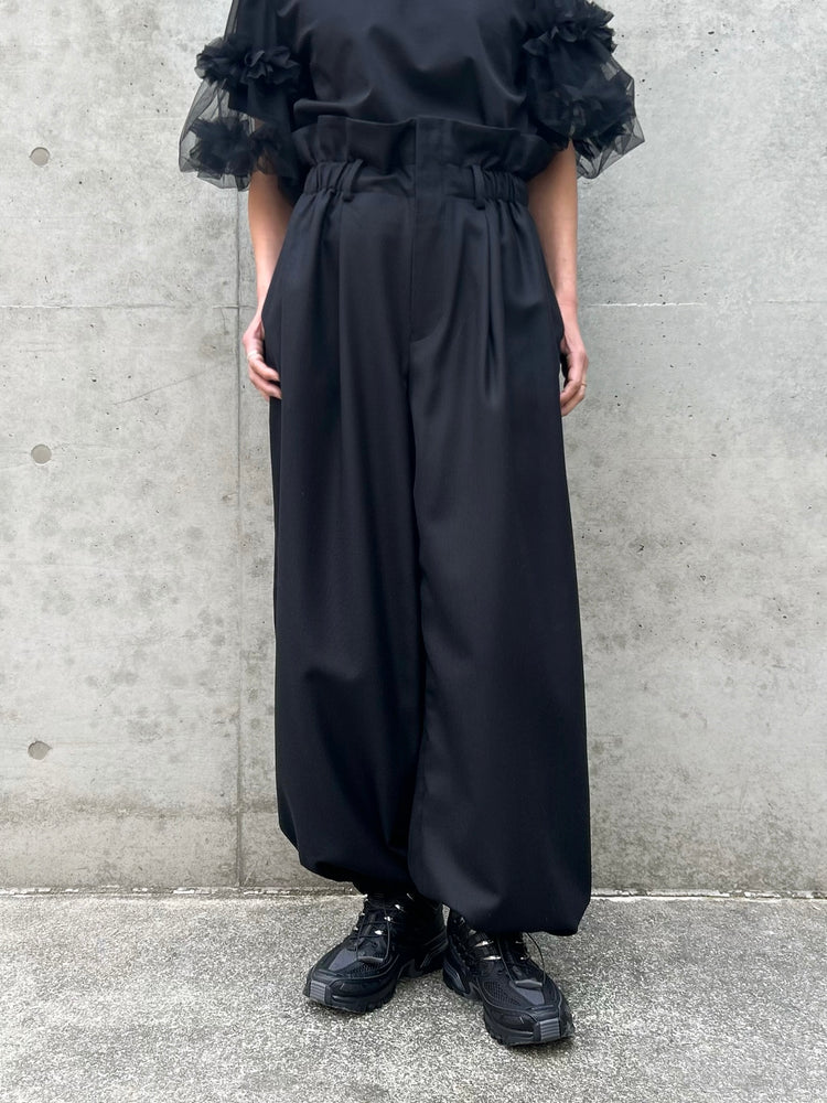 noir kei ninomiya / ウールギャバウエストギャザーパンツ / 3Q-P003
