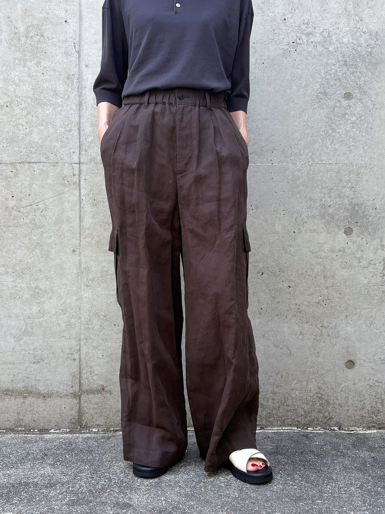 GALERIE VIE / コットンボイルワッシャー イージーカーゴパンツ / DARK BROWN / 23046104223