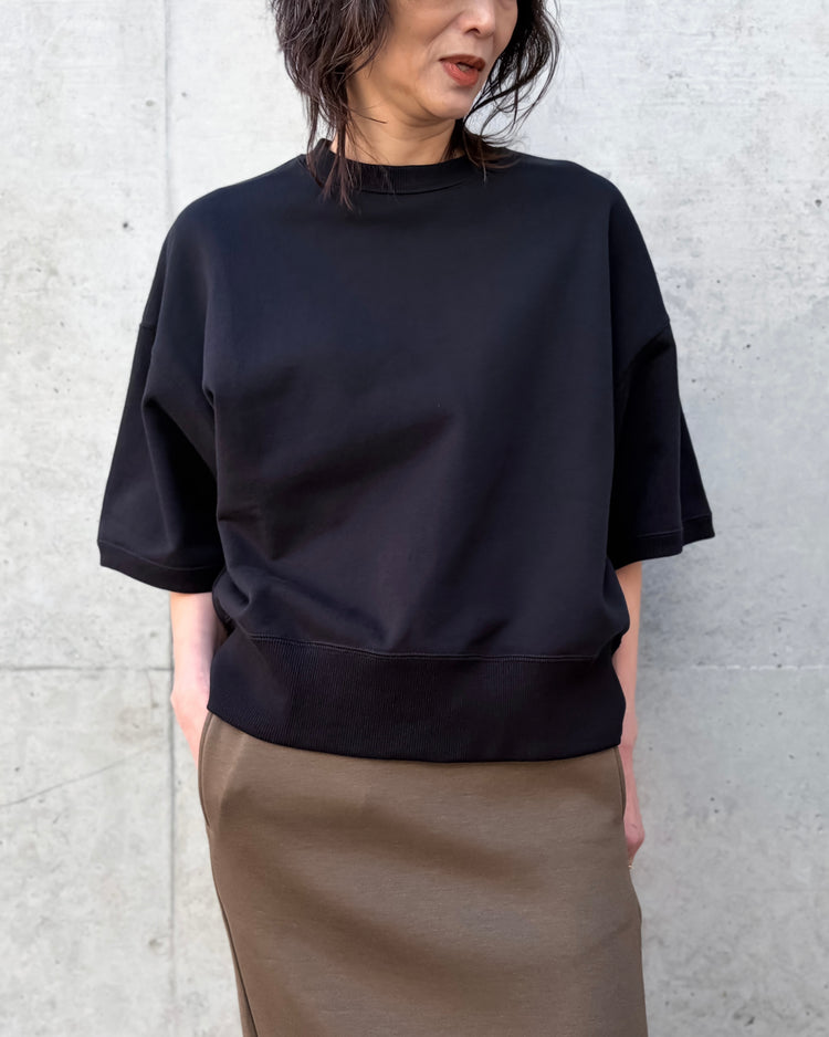 SLOANE / コットン裏毛 半袖ショート丈スウェット / BLACK / SL10S-T1134