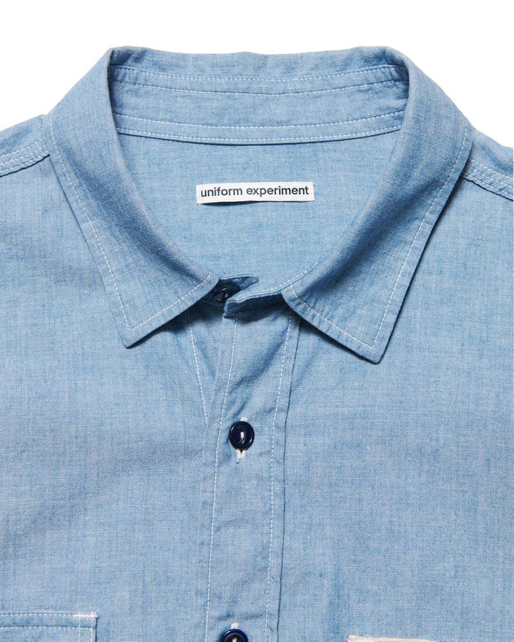 uniform experiment / WASHED CHAMBRAY SHIRT / LIGHT INDIGO / UE-252058
