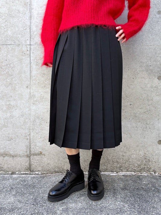 tao / ウールギャバ後染プリーツスカート / BLACK / TC-S101-051