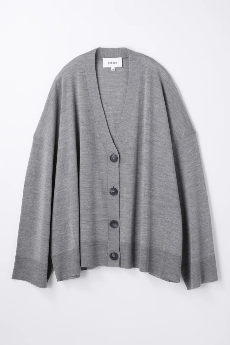ENFÖLD / V-NECK BOX CARDIGAN / Top Gray / 300JA270-0421