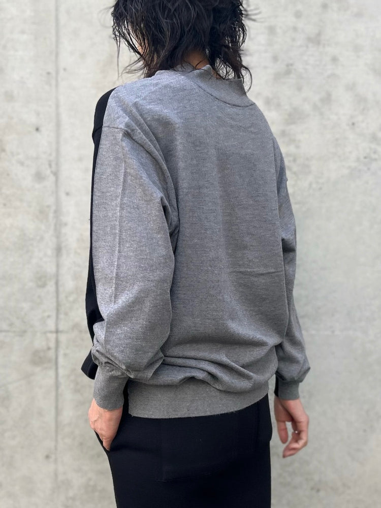 INSCRIRE / Cotton 16g v neck pull over / GREY×BLACK / I26SS-K9