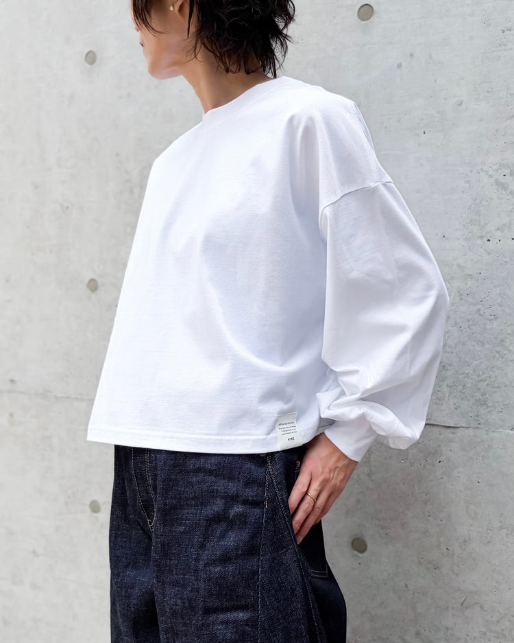 HYKE / CROPPED LONG-SLV TEE BIG FIT(6.5oz) / WHITE / 12454