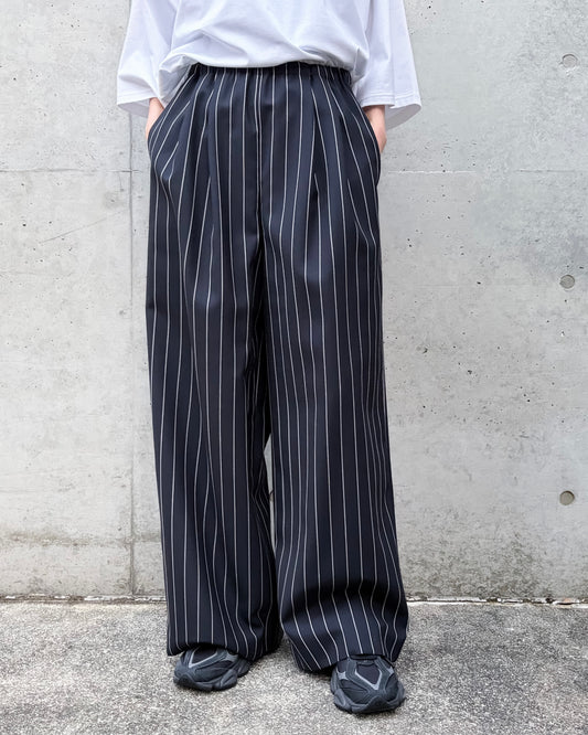 ENFÖLD / RELAX ELASTIC WIDE-TROUSERS / D.NAVY/ 300JS631-1191