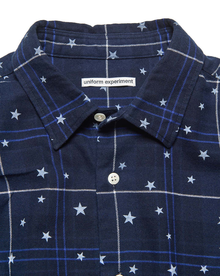 uniform expriment / STAR PRINT CHECK SHIRT / NAVY / UE- 262047