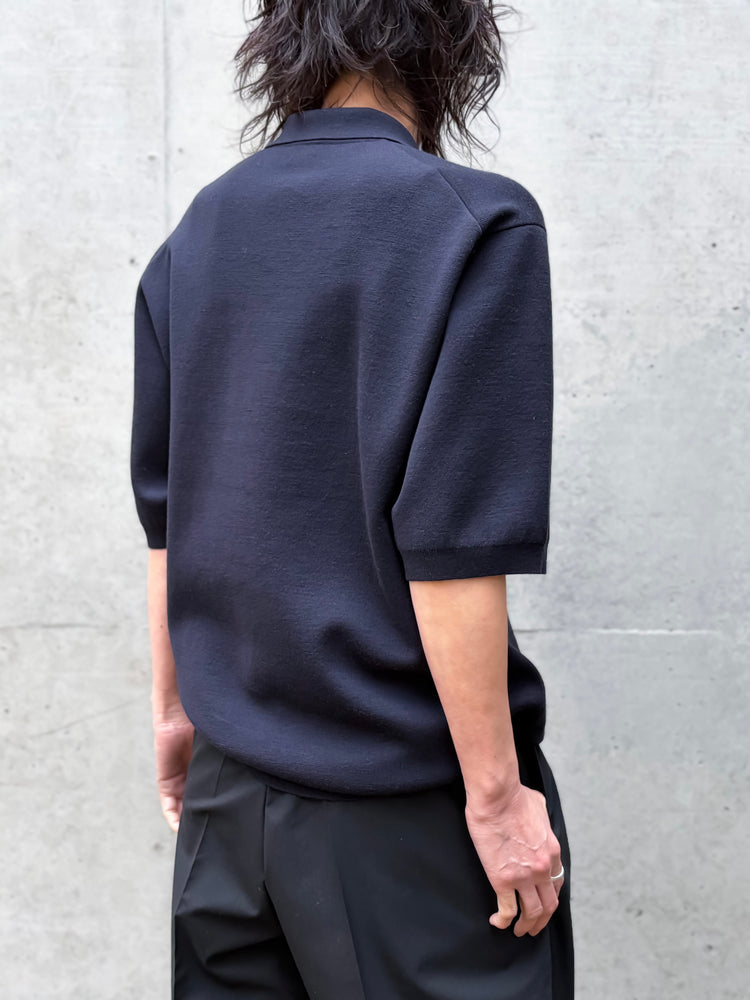 BOWTE / EXTRA FINE WORSTED POLO COLLAR DOUBLE KNIT / DK.NAVY / 261-03-0002