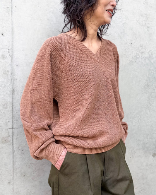 THE SHINZONE / C/L V-NECK KNIT PULLOVER / BROWN / 26SMSNI05