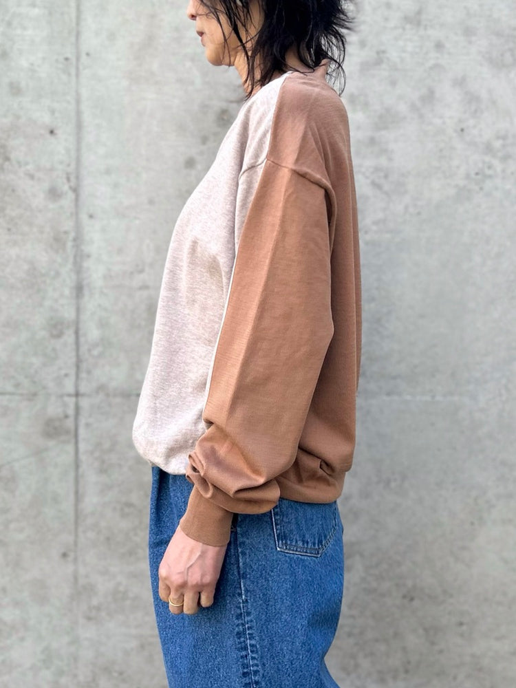 INSCRIRE / Cotton 16g v neck pull over / LT.BEIGE×CAMEL / I26SS-K9